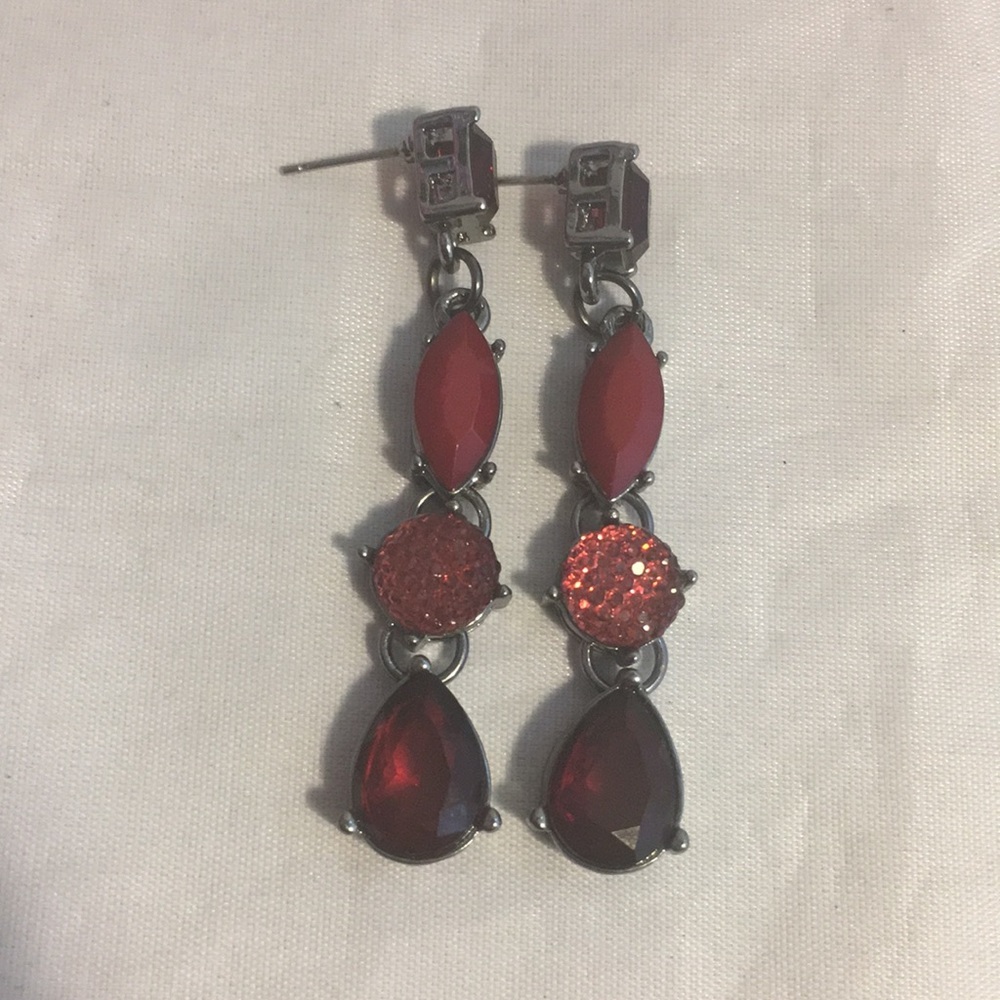 Red Ruby Dangling Earrings - image 1